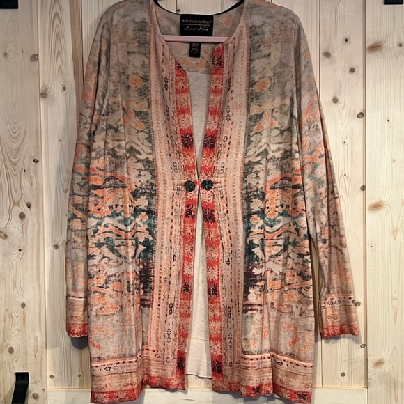 Soft Surroundings Label Noir Women’s Oushak Wool Blend Cardigan Size 3X - Picture 2 of 7